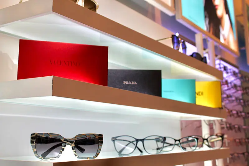 Designer frame display at Metro Eyes Vision Care optical